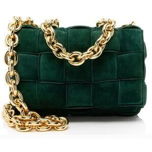Bottega Veneta Padded Chain Cassette Bag – Green with Gold-Tone Chain